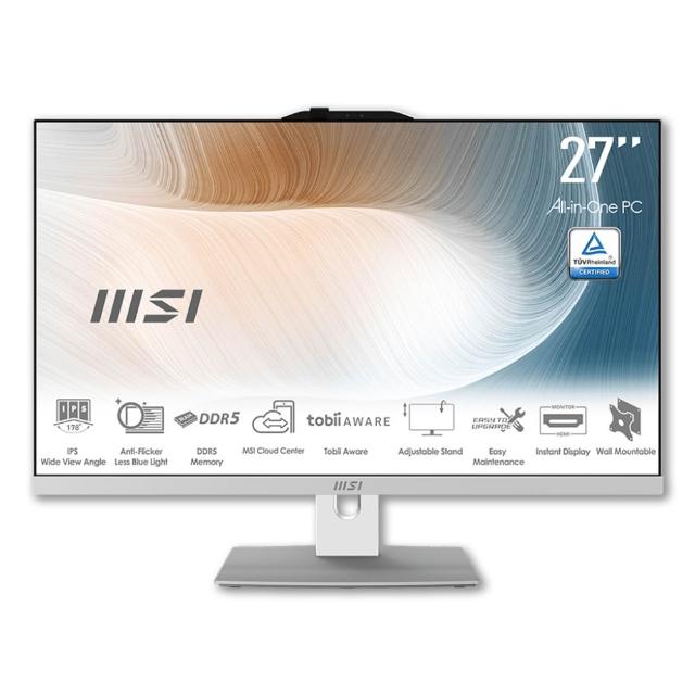 【MSI 微星】27型 Core 3-100U AIO液晶電腦(Modern AM272P 1M-860TW/8G/256G SSD/W11H)