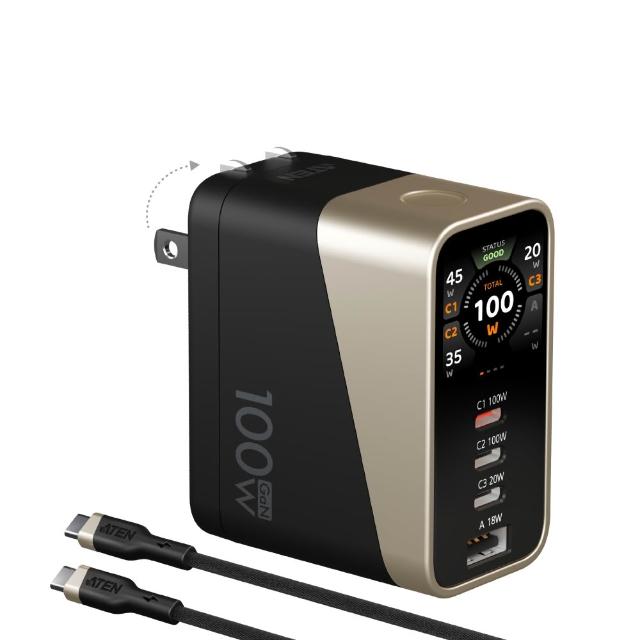 【ATEN】100W 4孔智慧顯示快速充電器 (UP5100)