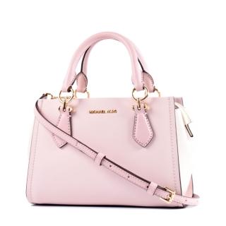【Michael Kors】Marilyn 十字紋防刮手提/斜背二用包-粉/白//小