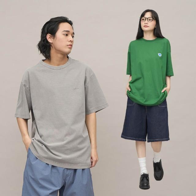 【plain-me】買一送一 短袖組 短T 水洗 男短袖 女短袖 寬版刺繡_PLN0033-241/PLN0108-231(多色選)