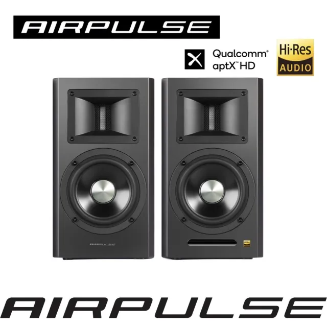【AIRPULSE】A100 HD 主動式音箱（保固15個月｜Hi-Res 音質認證｜有線＆無線連接 ）