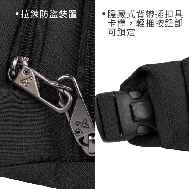 【Travelon】美國 Metro三層防盜腰包 黑 / 隨身包 貼身包 出國 男包 RFID
