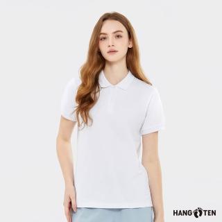 【Hang Ten】Hang Ten- 絲光棉繡花短袖POLO衫-女(白色)