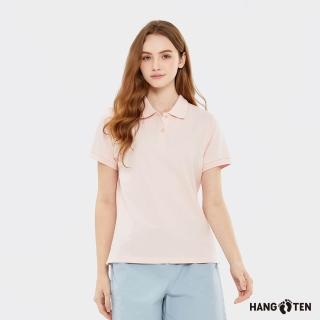 【Hang Ten】Hang Ten- 絲光棉繡花短袖POLO衫-女(杏桃)