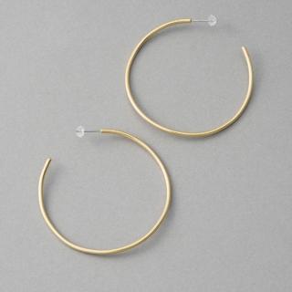 【ete】〔Signal Hoop〕簡約圈形耳環 L(金色 粉霧金色)