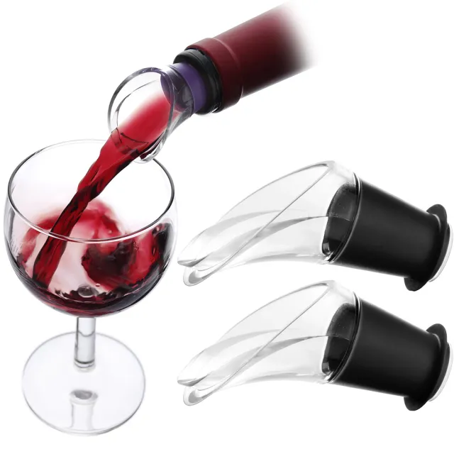 【VACU VIN】荷蘭 Crystal 不滴漏注酒器 黑2入 / 引酒器 倒酒器 酒嘴