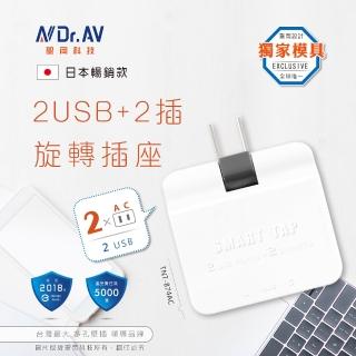 【Dr.AV 聖岡科技】2USB+2插旋轉插座 TNT-874AC 多孔壁插 USB充電 旋轉插頭