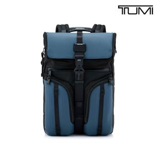 【TUMI】Alpha Bravo Surveillance 彈道尼龍翻蓋後背包 - 灰藍