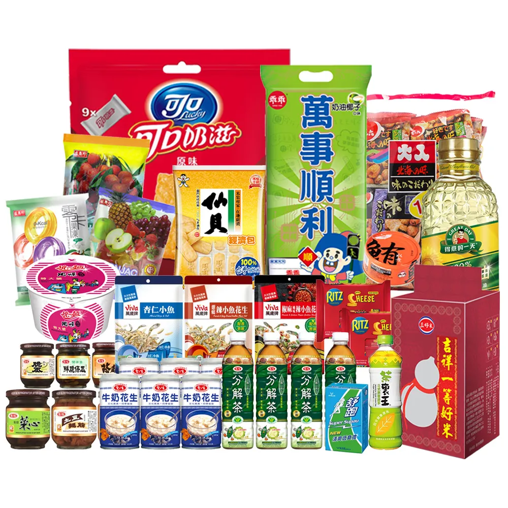 中元普渡拜拜箱 保佑BUY平安16件組(旺旺/乖乖/統一麵/萬歲牌/愛之味/可口奶滋/三好米/盛香珍/茶裏王/舒
