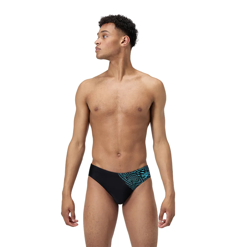 【SPEEDO】男 運動三角泳褲 Medley Logo(黑/皮克頓藍)