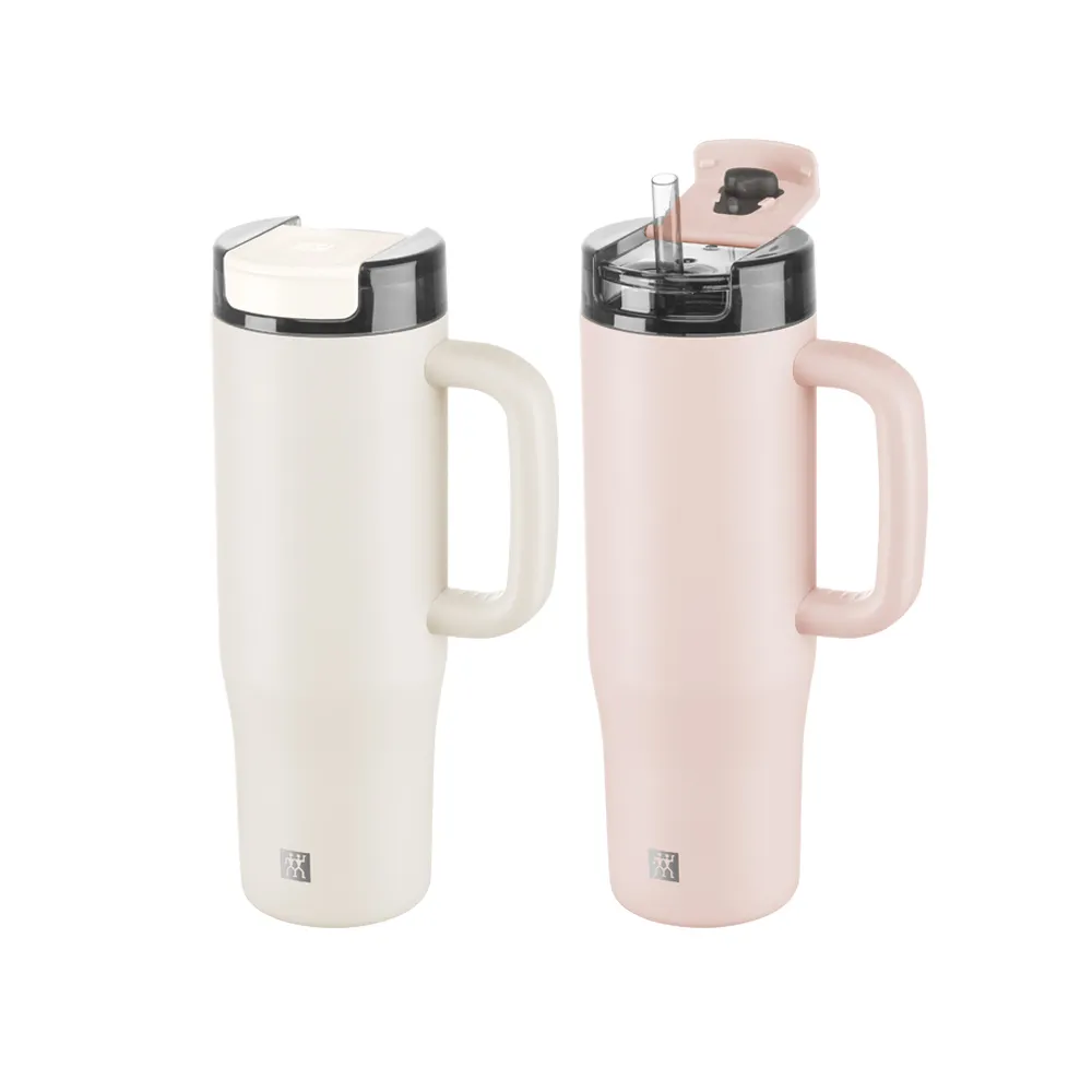 【ZWILLING 德國雙人】THERMO PLUS 316L不鏽鋼保溫保冰吸管車架杯900ml-2色任選(德國雙人牌集團官方直營)