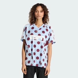 【adidas 愛迪達】Jersey Ss 女 球衣 藍底 短袖上衣 V領 寬鬆舒適(KV1188)