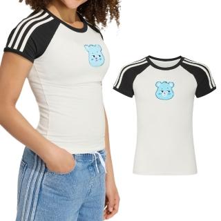 【adidas 愛迪達】Slim Cali Tee J 大童 童裝 白黑色 Care Bears 印花 T恤 短袖 KU8341