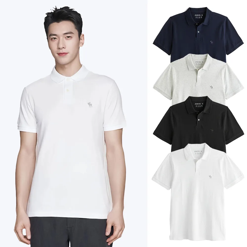 【Abercrombie & Fitch】AF 麋鹿 A&F 經典刺繡麋鹿短袖POLO衫 上衣-多色選(平輸品/春夏舒適)