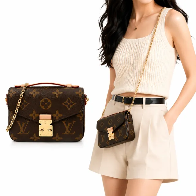 【Louis Vuitton 路易威登】M81267 Micro Metis 經典Monogram鍊帶郵差包(棕色)