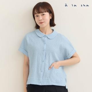 【a la sha】波拉熊口袋皺皺布襯衫