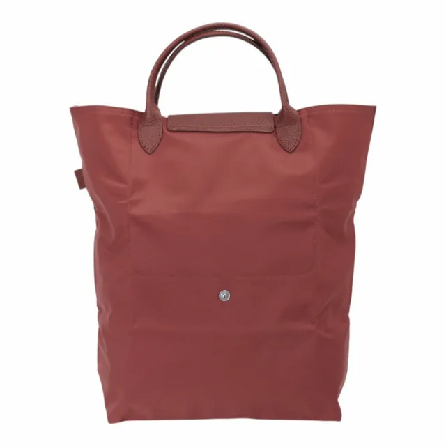【LONGCHAMP】LE PLIAGE Green 帆布直式手提包(栗紅)
