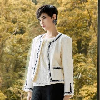 【ILEY 伊蕾】小香粗花呢編織外套(白；M-XL；1254604002)