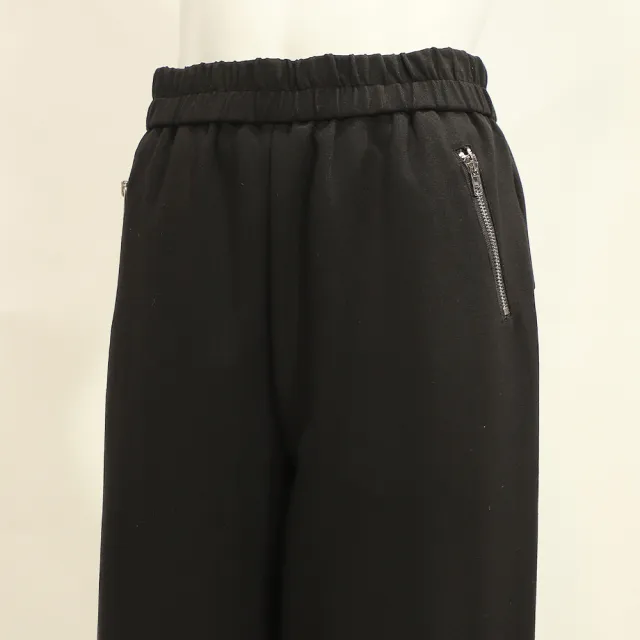 【ILEY 伊蕾】拉鍊口袋棉質九分褲(黑；M-XL；1254676801)