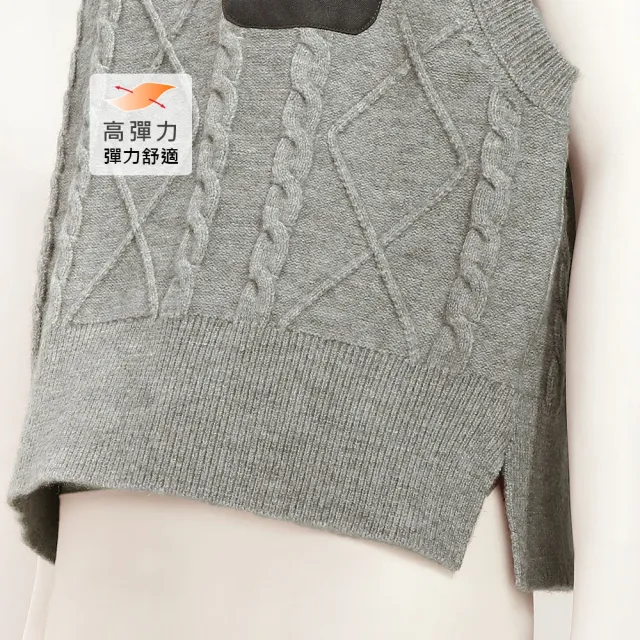 【ILEY 伊蕾】麻花菱格拼接針織背心(灰；M-XL；1253495704)