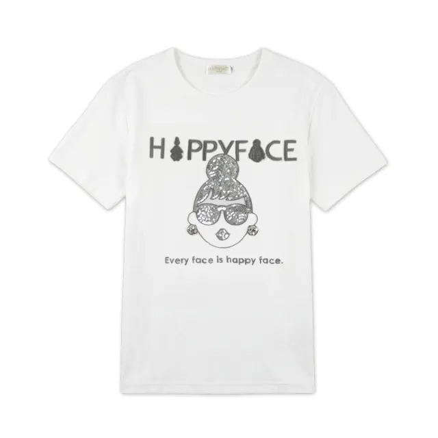【HAPPYFACE】怪甜心EMMA IP T恤 ☆側邊開叉上衣 時尚好搭配 白(F29283)