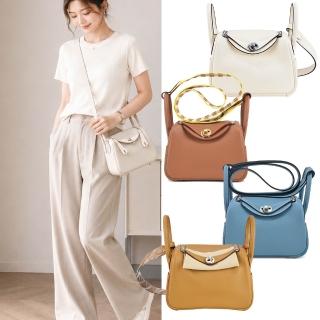 【Hermes 愛馬仕】Mini Lindy 牛皮轉釦兩用包(多款選)