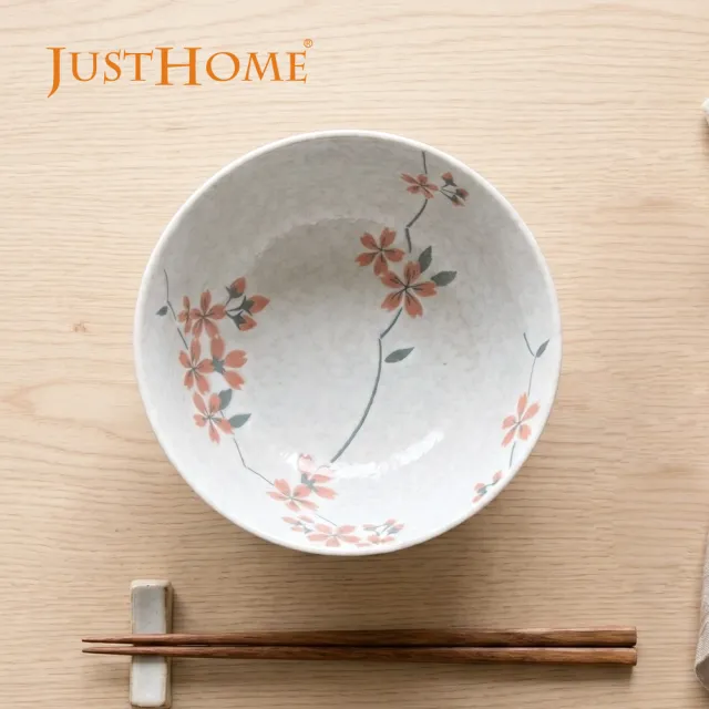【Just Home】日本製美濃燒櫻花陶瓷6.5吋麵碗(可微波 碗 碗盤 麵碗 湯碗 丼碗)