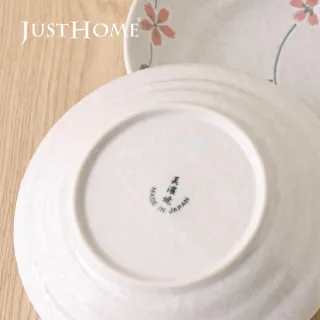 【Just Home】日本製美濃燒櫻花陶瓷8吋湯盤(可微波 盤子 碗盤 湯盤)