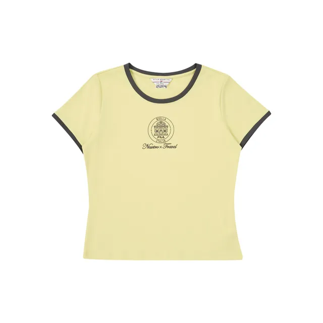 【FILA】女短袖圓領T恤-淡黃 5TEA-5441-LE