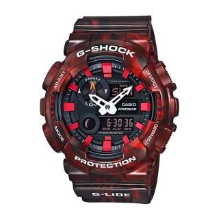 【CASIO 卡西歐】潮汐衝浪 酒紅 大理石紋路 雙顯男錶 防水200米 (GAX-100MB)