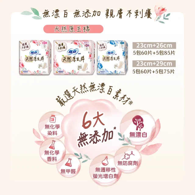 【Sofy 蘇菲】天然衛生棉 23cm-29cm/共135-145片 衛生棉箱購
