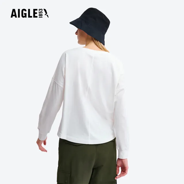 【AIGLE】女 快乾抗菌長袖T恤｜AG-5A253A131 米白 (女裝 有機棉 吸濕快乾 排汗衣 長袖 長袖上衣 長袖T恤)