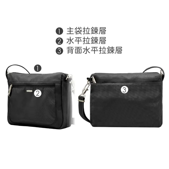 【Travelon】美國 Classic三層防盜斜背包 黑 / 側背包 斜背包 背帶包 防割防搶 暑假出遊 出國