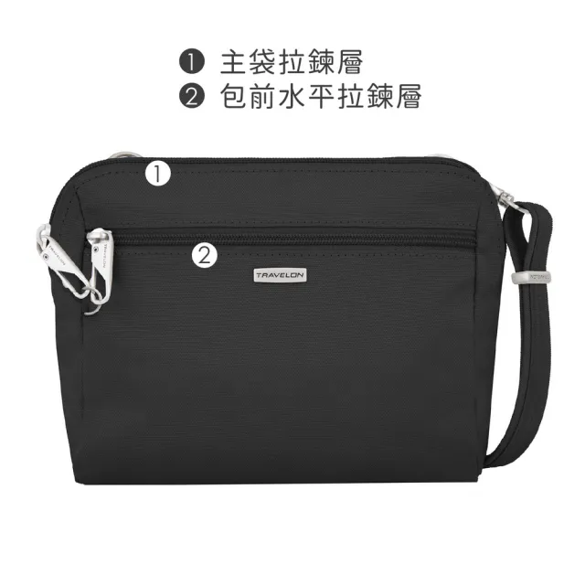 【Travelon】美國 Classic三層防盜腰包斜背包 黑 / 側背包 斜背包 背帶包 防搶包 防盜包 送禮 男 女