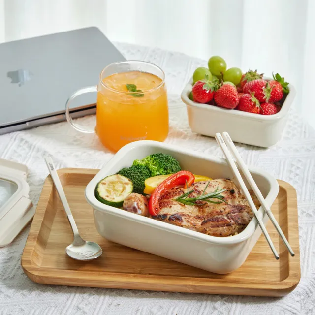 【CorelleBrands 康寧餐具】SNAPWARE Eco Ren陶瓷保鮮盒兩件組(1000+1350ml)
