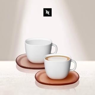 【Nespresso】LUME Cappuccino 咖啡杯盤組(內含2只陶瓷杯容量 180ml與2只半透明紅棕色杯盤)