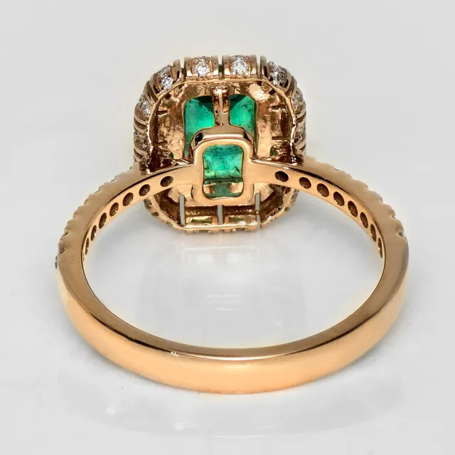 【似曾國際珠寶】庫存出清價 現貨 IGI 18K玫瑰金 1.10克拉 Emerald Cut 天然贊比亞祖母綠戒指