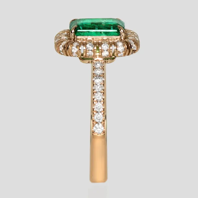 【似曾國際珠寶】庫存出清價 現貨 IGI 18K玫瑰金 1.10克拉 Emerald Cut 天然贊比亞祖母綠戒指