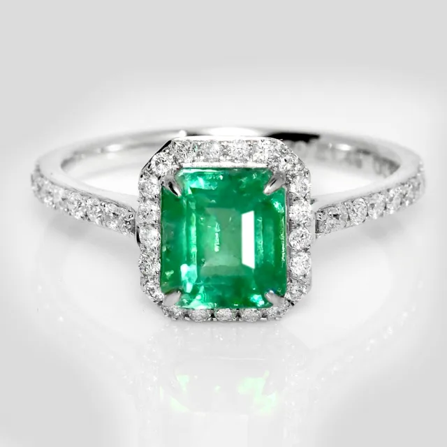 【似曾國際珠寶】庫存出清價 現貨 IGI 18K白金 1.49克拉 Emerald Cut 天然哥倫比亞祖母綠戒指