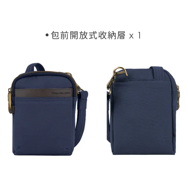 【Travelon】美國 Courier帆布迷你防盜斜背包 藍 / 側背包 斜背包 防盜包 防搶 出國 送禮 男 女
