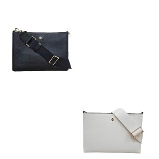 【TORY BURCH】TB 雙T金LOGO荔枝紋扁包斜背包(贈原廠防塵袋紙袋送禮)