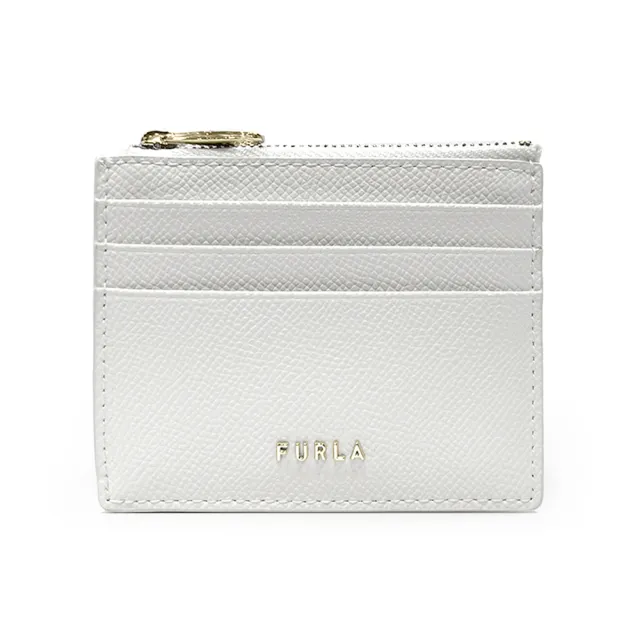 【FURLA 芙拉】WP00229 法國經典防刮牛皮金扣拉鍊6卡名片夾卡夾零錢包(白色)