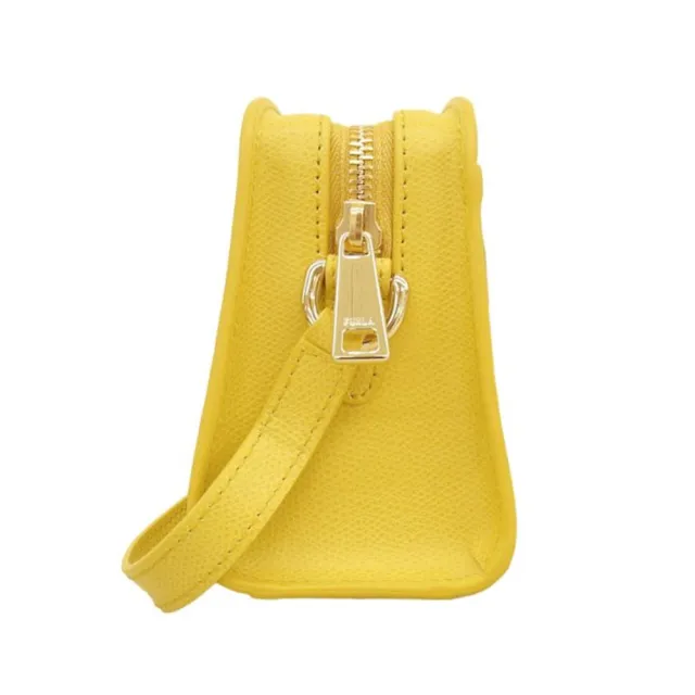 【FURLA 芙拉】WB01083 法國經典素面防刮牛皮迷你金扣斜背包(黃色)