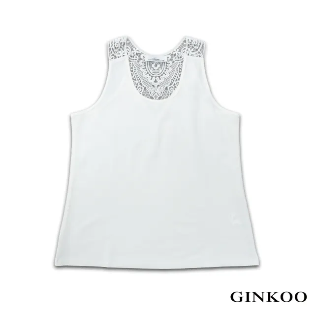 【GINKOO 俊克】蕾絲簍空圓領背心