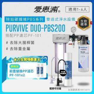 【EVERPURE 愛惠浦】櫥下型 PURVIVE Duo-PBS200兩道式生飲淨水器(雙色無鉛龍頭任選/前置PP)