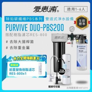 【EVERPURE 愛惠浦】櫥下型 PURVIVE Duo-PBS200兩道式生飲淨水器(雙色無鉛龍頭任選/前置樹脂)