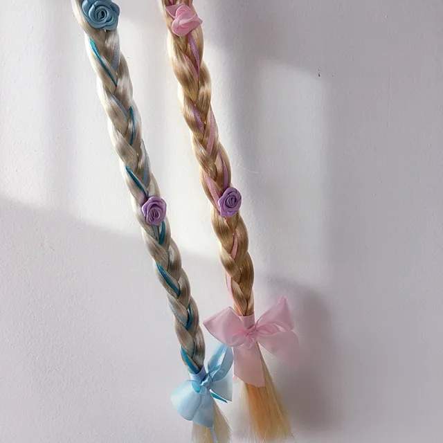 【橘魔法】雪星水鑽長髮辮子假髮髮圈 女童 兒童 童裝 萬聖節 角色扮演 裝扮 飾品 配件 髮飾 髮箍 變裝