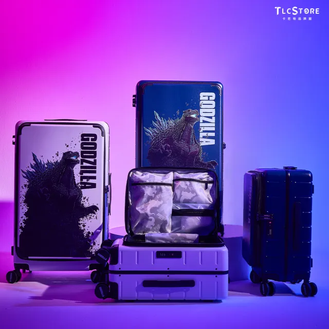 【TLCSTORE】Godzilla哥吉拉 28吋鋁框上掀行李箱 前開行李箱(2年保固 TSA海關鎖)