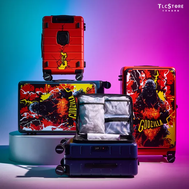 【TLCSTORE】Godzilla哥吉拉 28吋鋁框上掀行李箱 前開行李箱(2年保固 TSA海關鎖)