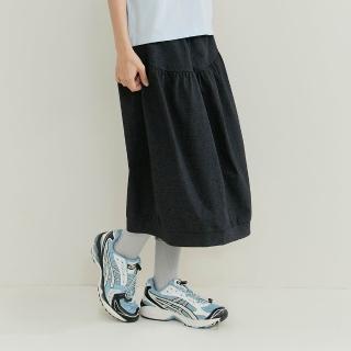 【a la sha】圓弧剪接抽皺長裙
